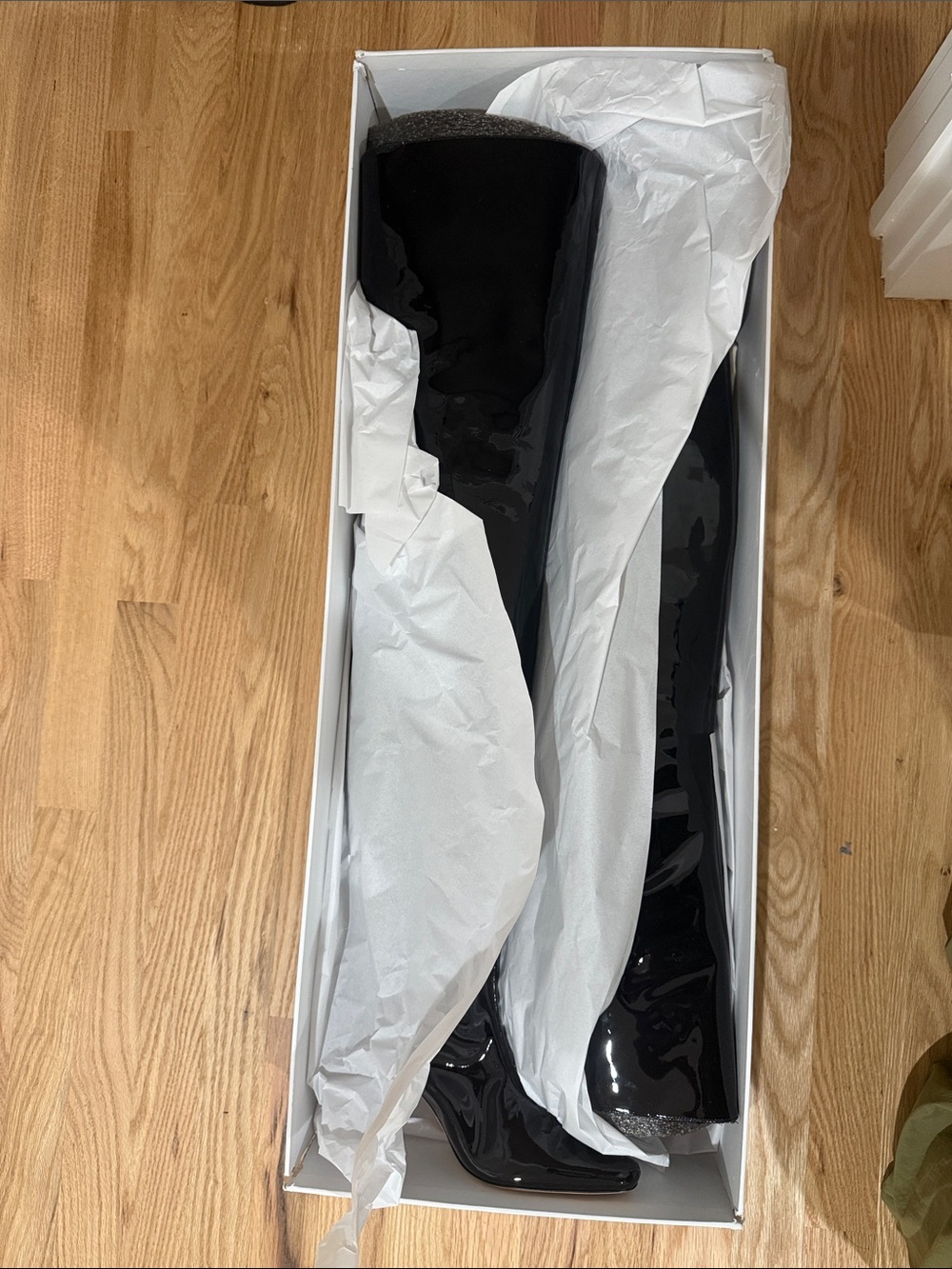 By Far Tall Black Patent Over-the-Knee Boots